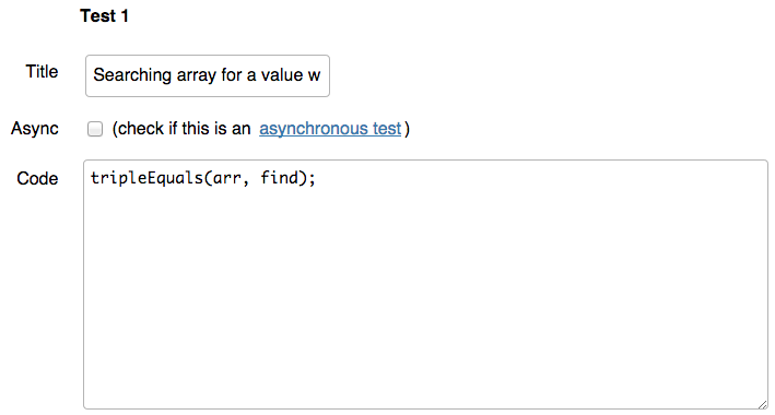 Test window. Title. Async checkbox. Code box