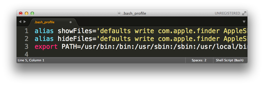 Aliases in bash profile file