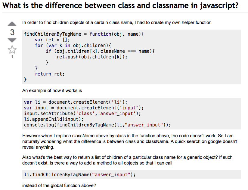 Question asking the difference between class and class name