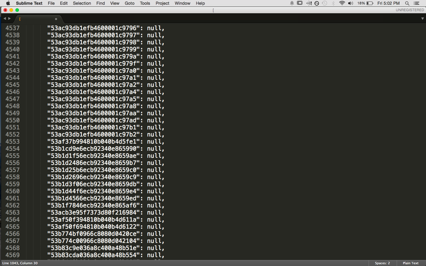 5000 lines of code in sublime text editor